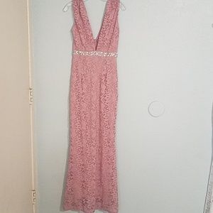 Pink lace formal gown